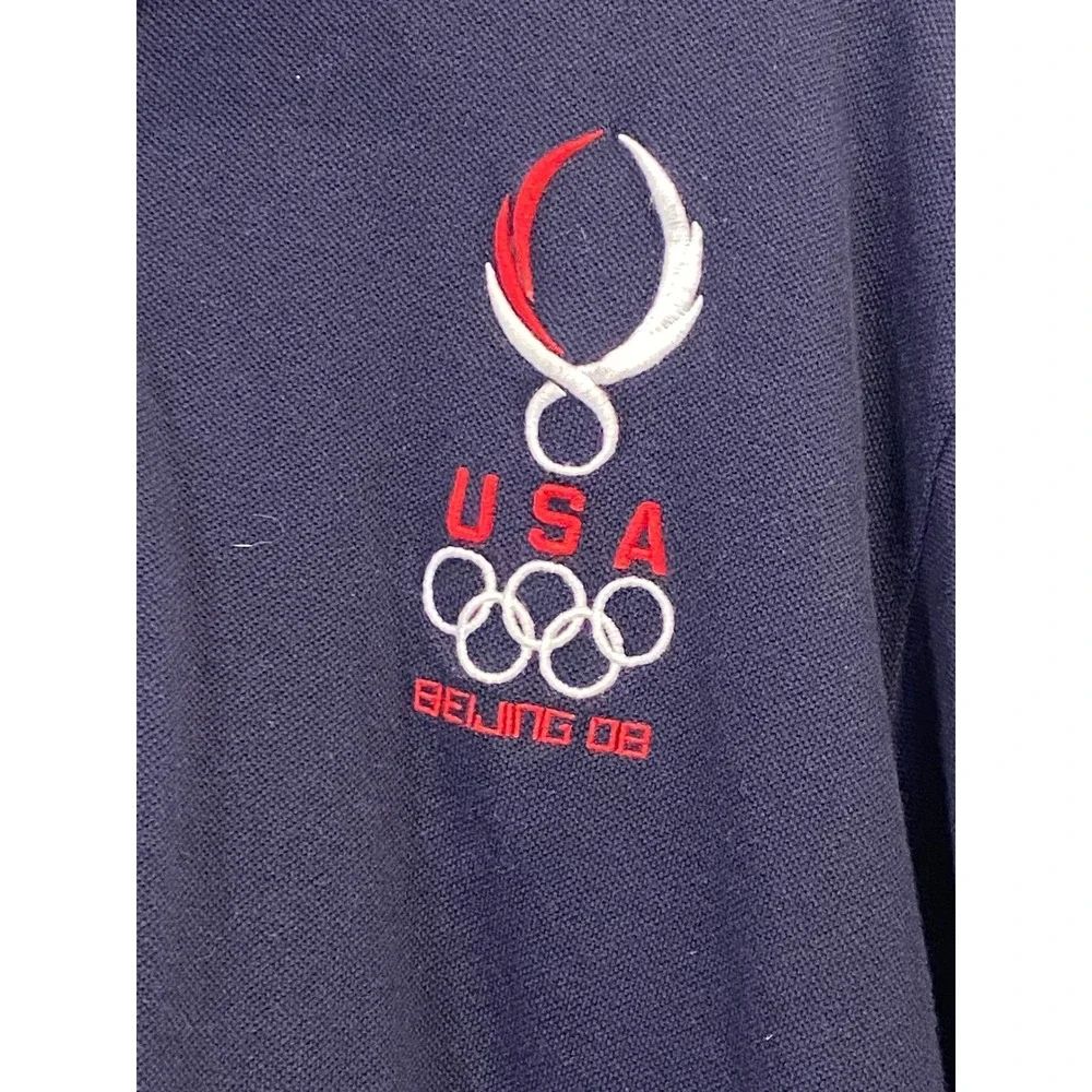 Polo Ralph Lauren Mens Beijing 2008 USA Olympic Team Polo Shirt Navy Blue Large